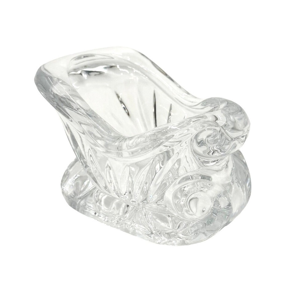 Vintage Lead Crystal Clear Glass Sleigh Candle Holder Home Decor HEAVY